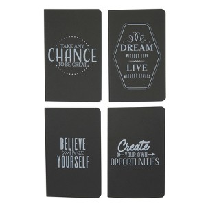 Bright Creations 4 Pack Motivational Kraft Cover Journals, Grid Notebook, Black (5 x 8 In) - 1 of 4