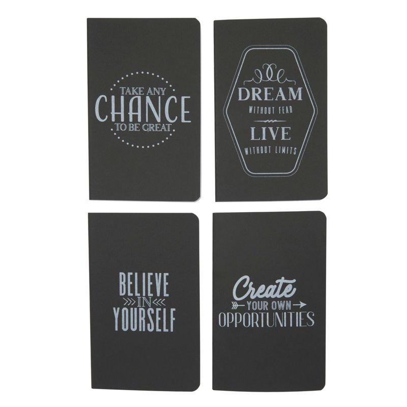 Bright Creations 4 Pack Motivational Kraft Cover Journals, Grid Notebook, Black (5 x 8 In), 1 of 8