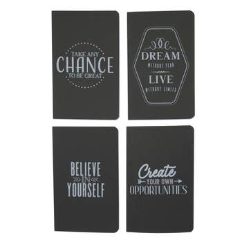 Bright Creations 4 Pack Motivational Kraft Cover Journals, Grid Notebook, Black (5 x 8 In)