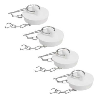 Unique Bargains Rubber Stainless Steel Beaded Chain with Pull Ring Drain Stoppers 4 Pcs