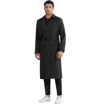 Lars Amadeus Men's Double Breasted Long Winter Classic Trench Coat with Belt