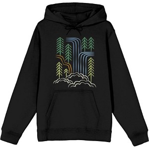 Adventure Society Waterfalls & Pine Trees Long Sleeve Adult Hooded Sweatshirt - 1 of 2