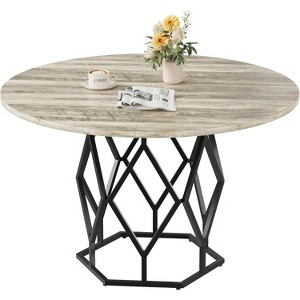 47'' Round Dining Table 4-6 People Kitchen Dining Room Tables w/ Metal Base (No Chiar) - 1 of 4