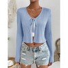 Women's Casual Tie-Front Cardigan - Lightweight Long Sleeve Knit Sweater with Chest Tie Detail - 2 of 4