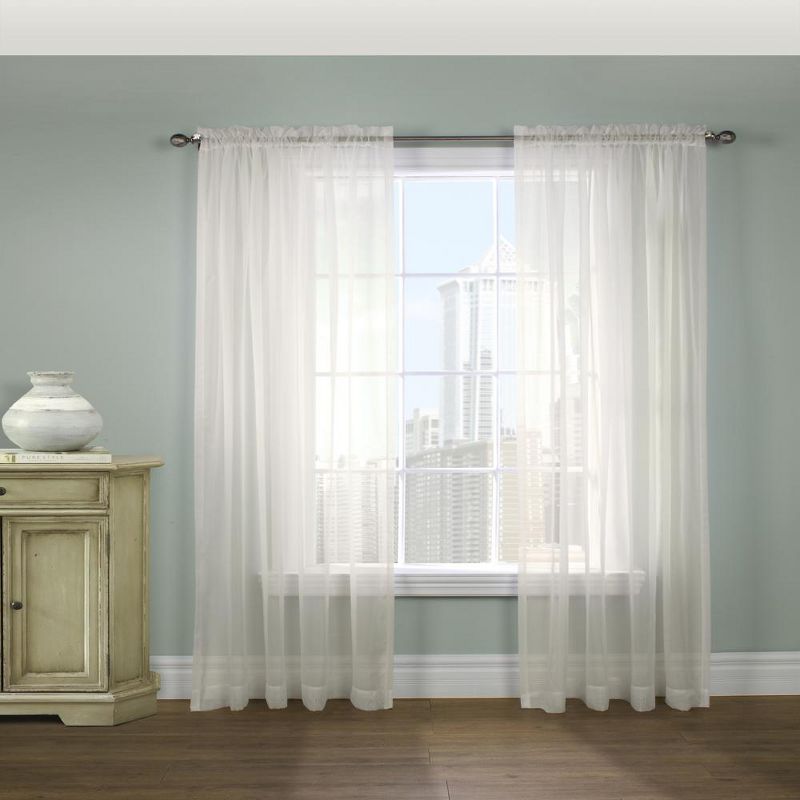 Habitat Rhapsody Voile Sheer Rod Pocket Light Filtering style Allows Natural Light Flow Curtain Panel Shell, 1 of 5