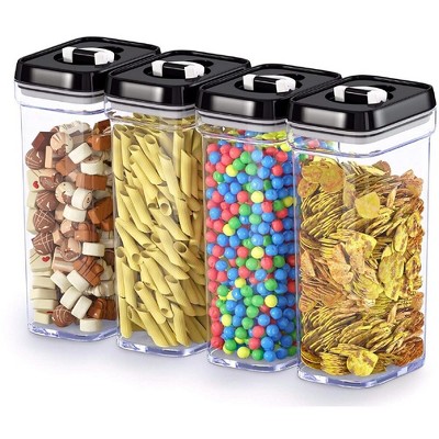 DWËLLZA KITCHEN Black Lids Clear Plastic Airtight BPA-Free Food Storage Containers