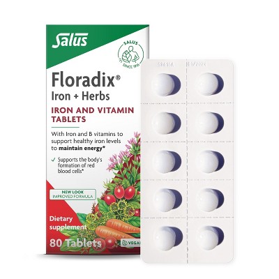 Floradix by Salus Iron Tablets - Natural Iron Supplement with B Vitamins & Vitamin C - Non-GMO, Vegetarian & Lactose-Free