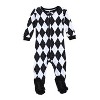 Leveret Matching Family Christmas Pajamas Black and White Argyle - 2 of 4