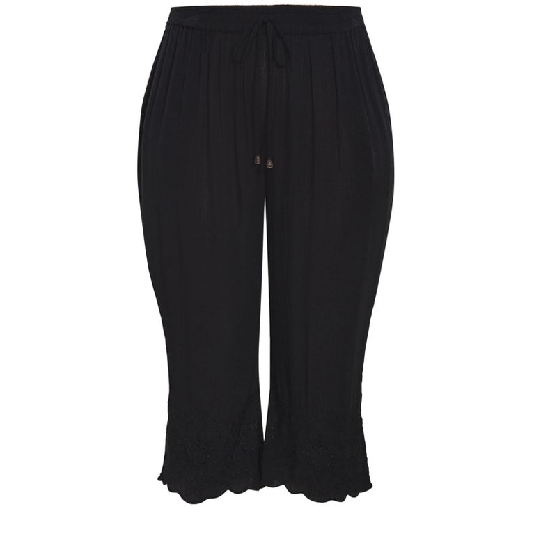 Women's Plus Size Embroidered Hem Pant - black  | AVENUE, 3 of 4