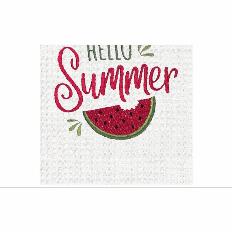 C&F Home Hello Summer Watermelon Bite Embroidered Cotton Waffle Weave Kitchen Towel, 3 of 4