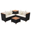 vidaXL 4 Piece Lounge Set - Poly Rattan Patio Furniture with Cushions and Storage Box, Perfect for Garden/Patio, Black and Cream White - 4 of 4