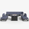 LayinSun 10-Piece Large Outdoor Modular L-Shaped Sectional Set with Propane Fire Pit Table - 2 of 4