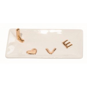 Transpac Dolomite 6 in. Off-White Valentines Day Love Trinket Dish - 1 of 2