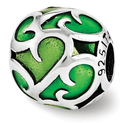 Black Bow Jewelry Sterling Silver Green Filigree Enameled Bead Charm