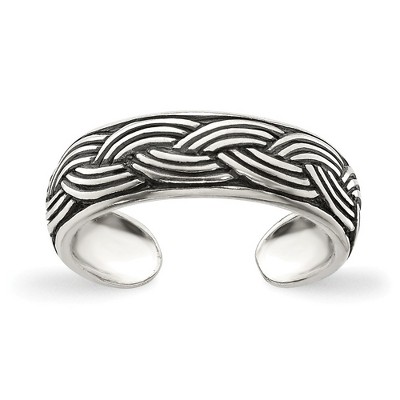 Black Bow Jewelry Antiqued Triple Braided Toe Ring in Sterling Silver