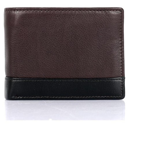 RFID Blocking Black Leather Trifold Wallet With Flip Up ID Holder