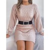 Coolmee Women's Bodycon Pullover Mini Sweater Dresses Crew Neck Cable Knit Cocktail Party Dress - 4 of 4