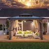 Mondawe 10x12Ft. Outdoor Solid Wood Frame Patio Gazebo Galvanized Steel Hardtop w/Curtain & Netting - 2 of 4