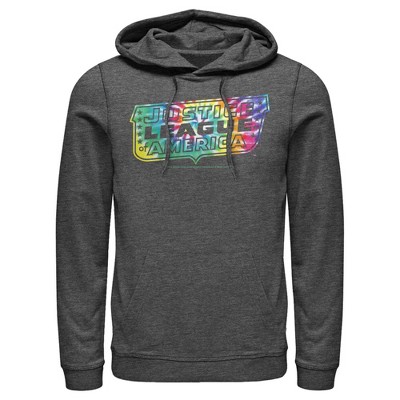 Men's Justice League Tie Dye Emblem Pull Over Hoodie