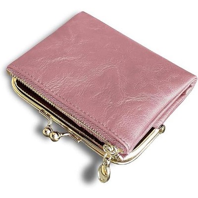 BEAFUP Womens Wallet,Ladies Vintage Leather Bifold Wallet with Zipper & Kiss Lock - Compact Coin Purse for Daily Use,Travel,and Shopping