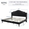 Allewie Bed Frame with Adjustable Velvet Tiara Headboard, Upholstered Diamond Button Tufted Platform Bed, Wood Slats Support, No Box Spring Needed, Black - image 2 of 4