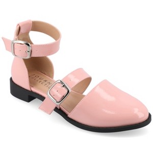 Journee Collection Womens Medium and Wide Width Constance Buckle Round Toe Mary Jane Flats, Blush 11W - 1 of 4