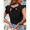 Coolmee Womens Bow Tie Back Tops Round Neck Ruffle Short Sleeve Shirts Cute Babydoll Tee Fashion Tunic - 2 of 4