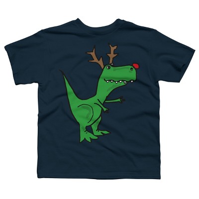 Boy's Design By Humans Cool Funny Christmas T-Rex Dinosaur with Antlers By SmileToday T-Shirt