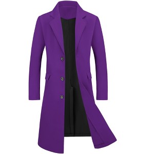 Lars Amadeus Men's Winter Single-Breasted Notched Lapel Long Overcoat - 1 of 4