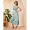 Women's Maternity Summer Casual Smocked Spaghetti Strap Boho Dress Square Neck Sleeveless Maxi Dress Baby Shower Photoshoot - 2 of 4