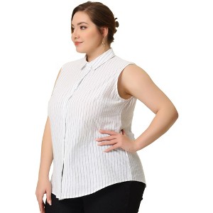 Agnes Orinda Women's Plus Size Sleeveless Office Work Button-Down Tank Top - 1 of 4