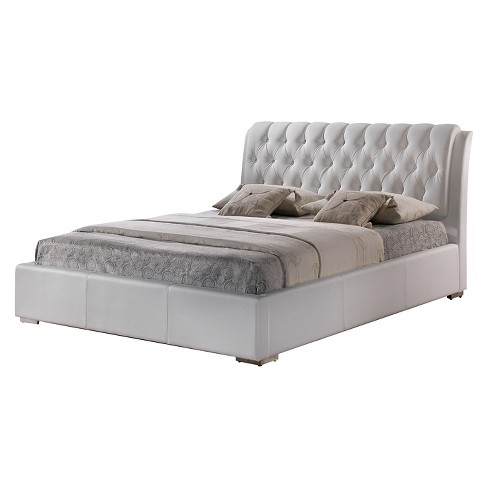 King Bianca Modern Bed With Tufted Headboard White Baxton Studio