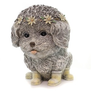 9.0 Inch Rainy Day Pudgy Dog Boots Puppy Statue Garden Statues - 1 of 3