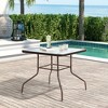 Crestlive Products Patio Dining Table Outdoor Square Table with Umbrella Hole for 4 Tempered Glass Metal Bistro Table for Lawn Deck Backyard Garden - 2 of 4