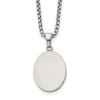 Chisel Stainless Steel Brushed with Polished Edges Oval Pendant on a 22" Box Chain Necklace - 2 of 4