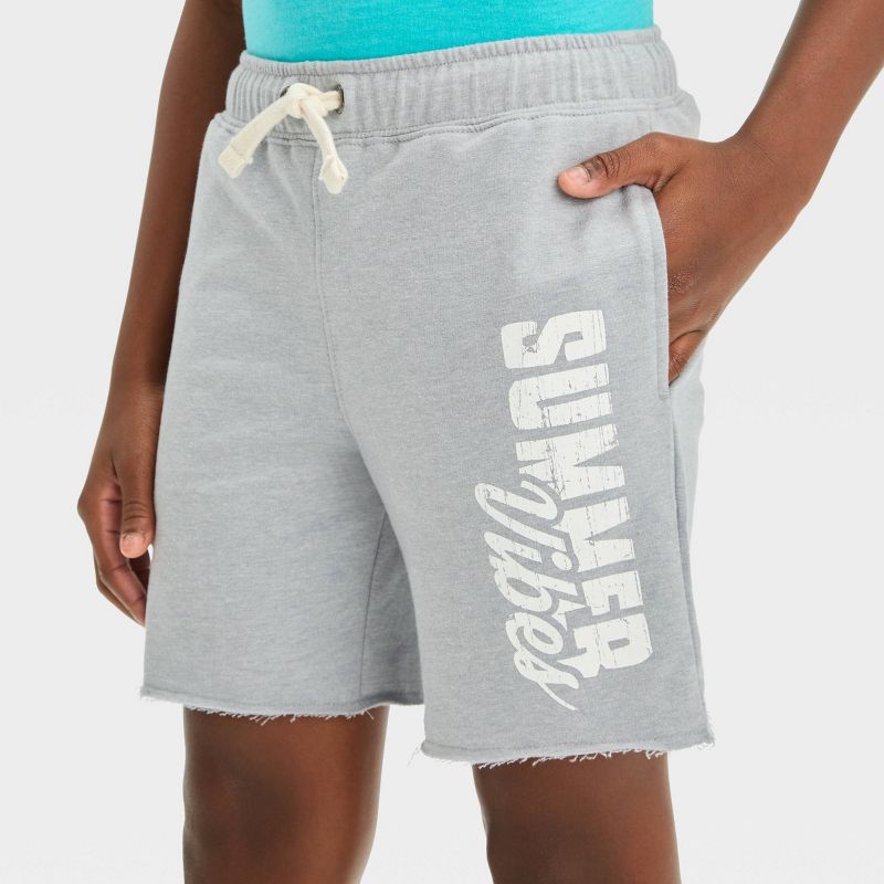 Boys' 'Summer Vibes' 'Above Knee' Graphic Pull-On Shorts - Cat & Jack™ Gray, 3 of 6