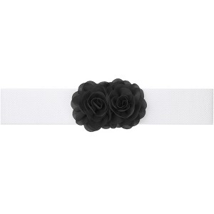 INSPIRE CHIC Women's Large Chiffon Rose Double-Flower Elastic Stretch Wide Corset Waist Belt 1 Pc - 1 of 4