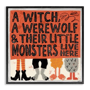 Stupell Industries Witch Werewolf Little Monsters Live Here Halloween Family Framed Giclee Art - 1 of 4