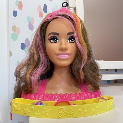 Barbie Totally Hair Neon Rainbow Deluxe Styling Head Brown Hair Target