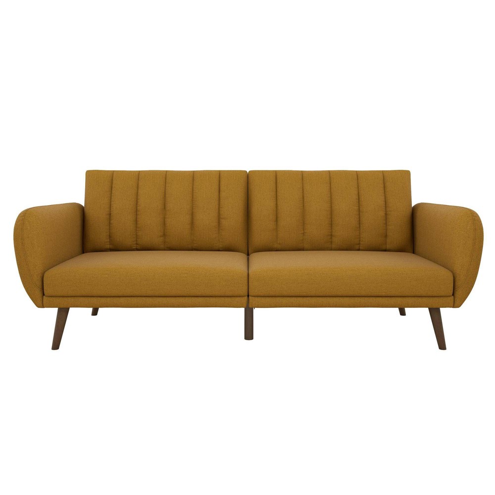 Photos - Sofa Brittany Linen Futon Mustard - Novogratz