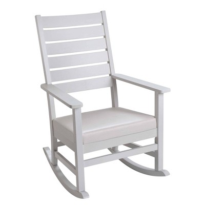 Gift Mark Adult Rocking Chair with Horizontal Back and white Faux Leather Seat