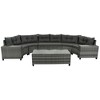8-Piece Outdoor Patio Wicker Half-Moon Sectional Sofa Set with Rectangular Coffee Table - 2 of 4