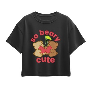 Girls' - Instant Message - So Beary Cute Short Sleeve Boxy Graphic T-Shirt - 1 of 3