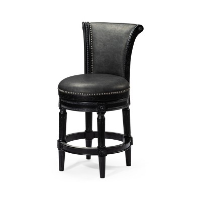 Maven Lane Pullman Swivel High Back Vegan Leather Counter Height Bar Stool