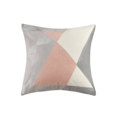Copper Dot Cotton Embroidered Oblong Throw Pillow Gold White Mid-Century Modern One Removable Cover