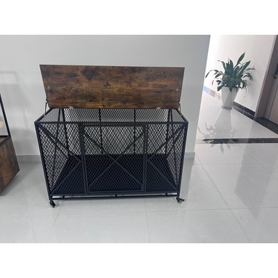 Large Dog Crate Furniture, Indoor Dog Kennel Furniture with 4 in 1 Charge Station, Heavy Duty Dog Crate Table