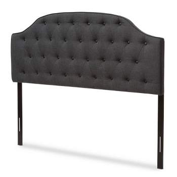 Queen Windsor Modern and Contemporary Fabric Upholstered Scalloped Buttoned Headboard Dark Gray - Baxton Studio