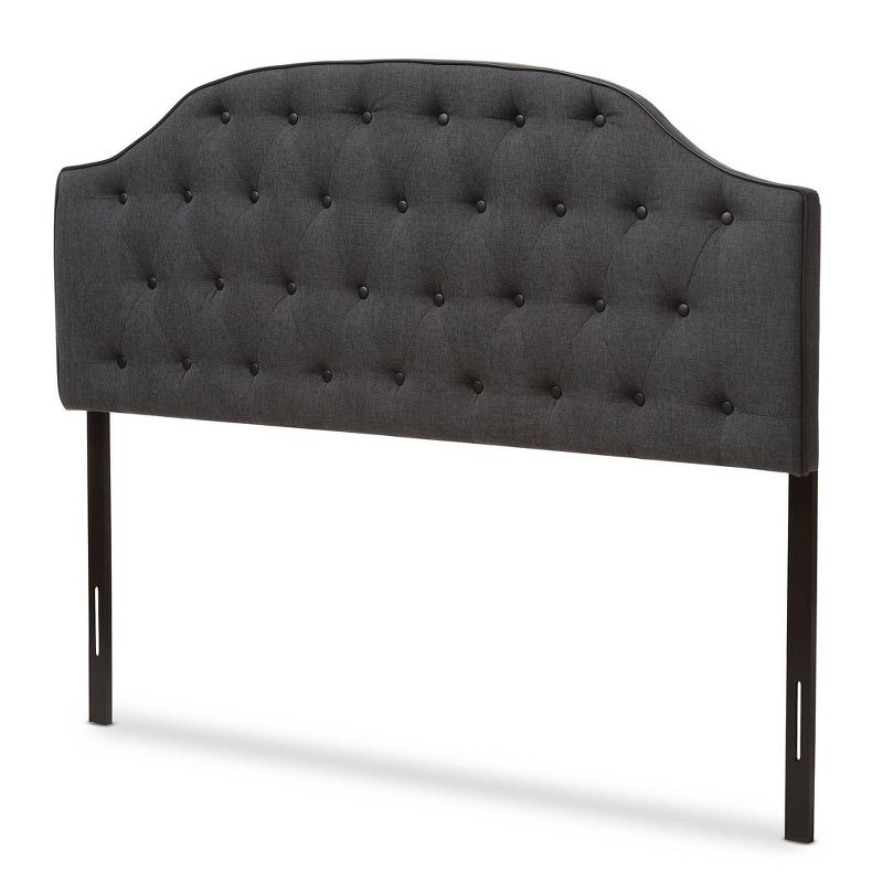 Queen Windsor Modern and Contemporary Fabric Upholstered Scalloped Buttoned Headboard Dark Gray - Baxton Studio, 1 of 7