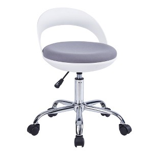 VECELO Adjustable Swivel Round Rolling Stool 360 Degree Swivel Salon Stool Modern Vanity Computer Chair Gray - 1 of 4