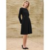 INSPIRE CHIC Women's Long Sleeve Pleated Crew Neck Belted Office Work A-Line Dress - 3 of 4